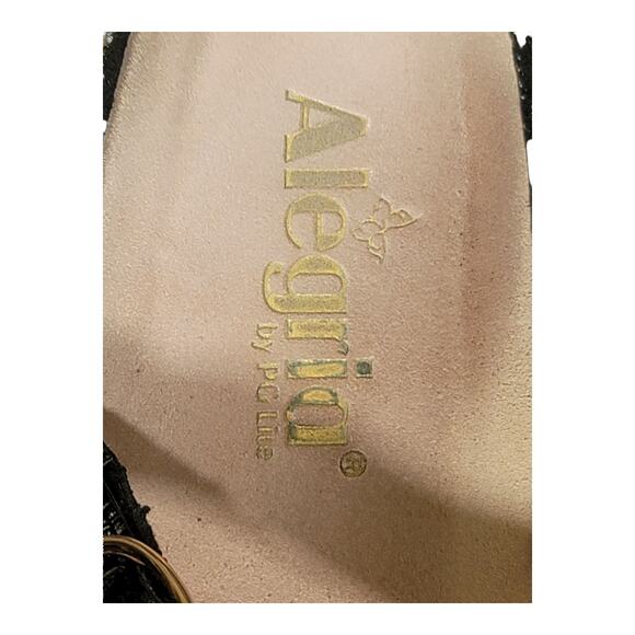 Alegria By PG Lite Tuscany Metallic Leopard Print Stripe Sandals Sz 41W EU/10 US - Picture 7 of 11